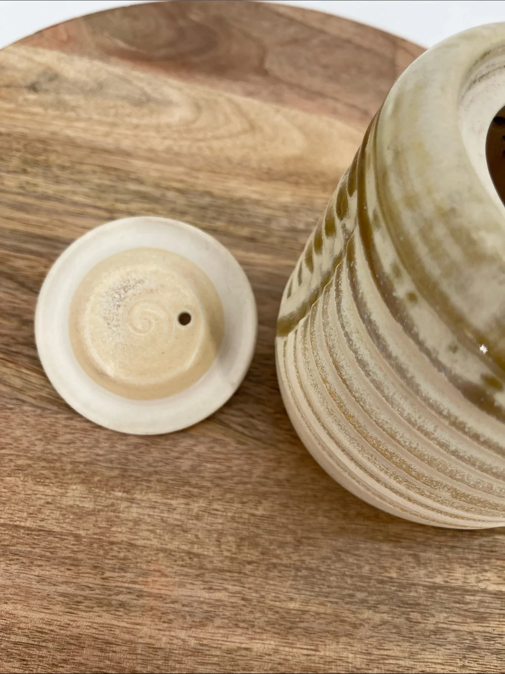 Vintage Handcrafted Japanese Ceramic Teapot with Woven Handle —Cup Charms